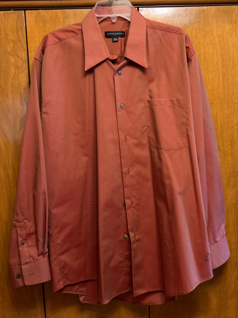 Jhane Barnes Orange Cotton Button Down Dress Shirt